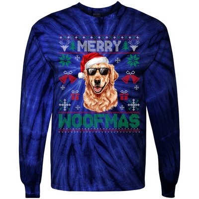 Golden Retrievers Merry Christmas Woofmas Dog Lover Mom Dad Tie-Dye Long Sleeve Shirt