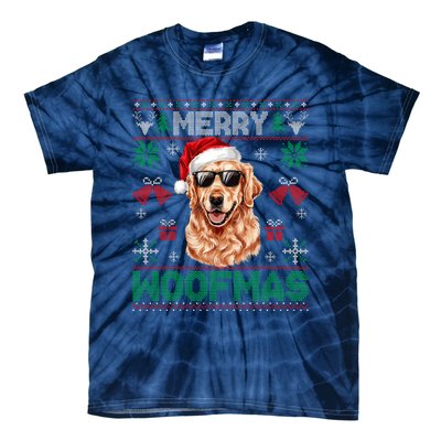 Golden Retrievers Merry Christmas Woofmas Dog Lover Mom Dad Tie-Dye T-Shirt