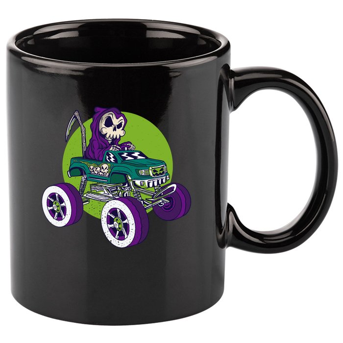 Grim Reaper Monster Truck 11oz C Handle Ceramic Mug