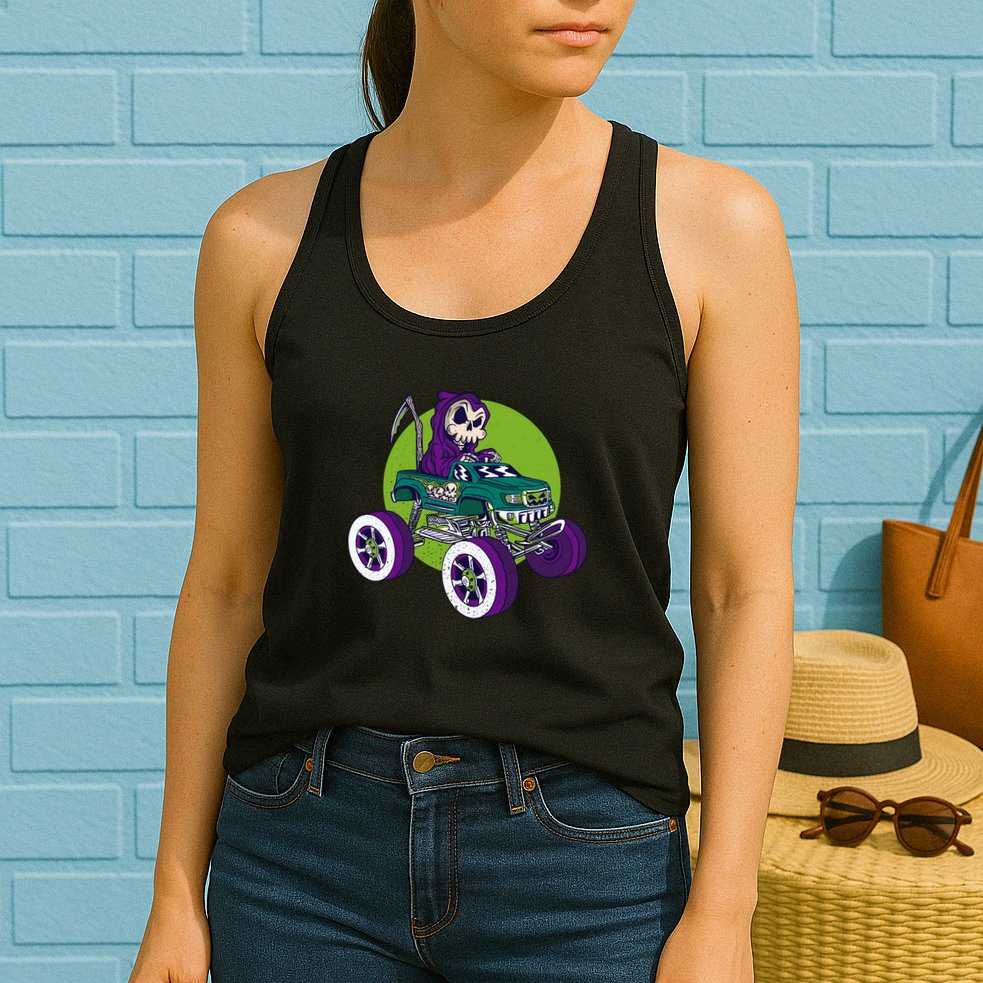 Grim Reaper Monster Truck Womens Tank Top