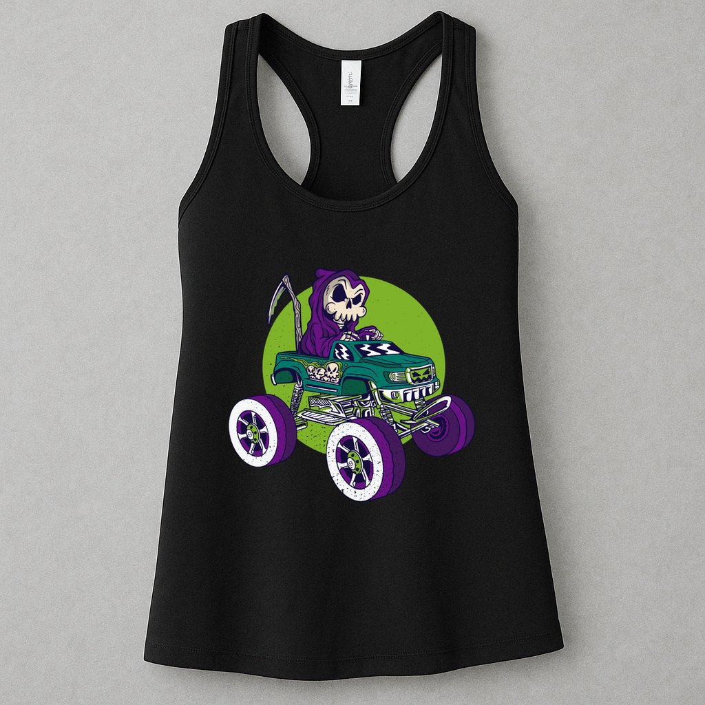 Grim Reaper Monster Truck Womens Tank Top