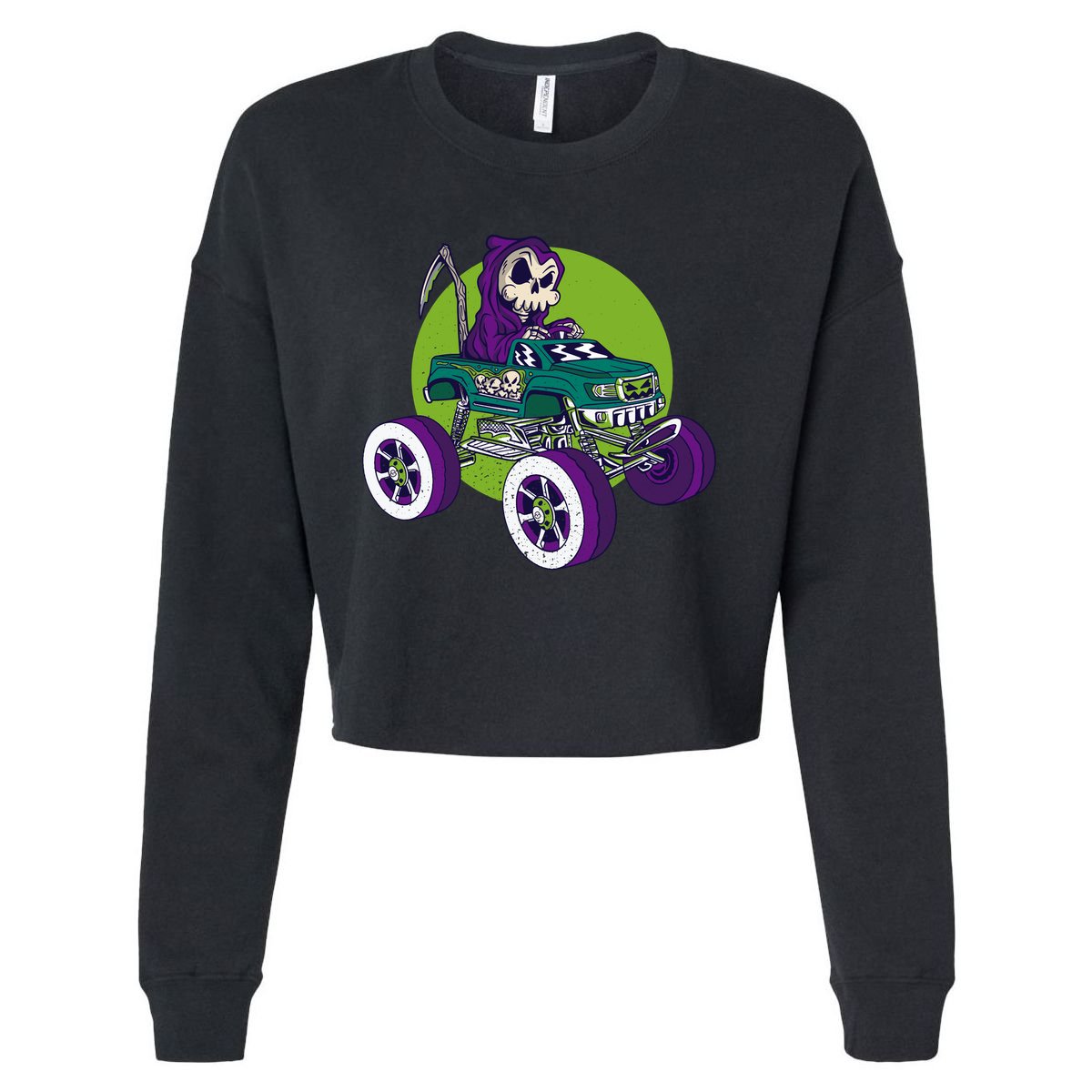Grim Reaper Monster Truck Cropped Pullover Crew