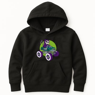 Grim Reaper Monster Truck Kids Hoodie