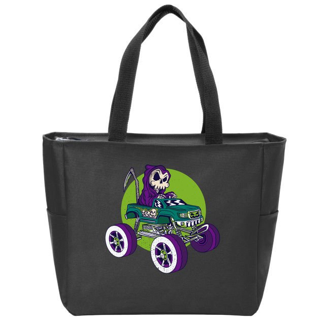 Grim Reaper Monster Truck Zip Tote Bag