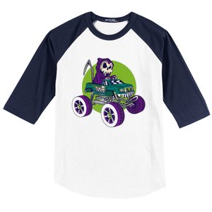 Grim Reaper Monster Truck Baseball Sleeve Shirt