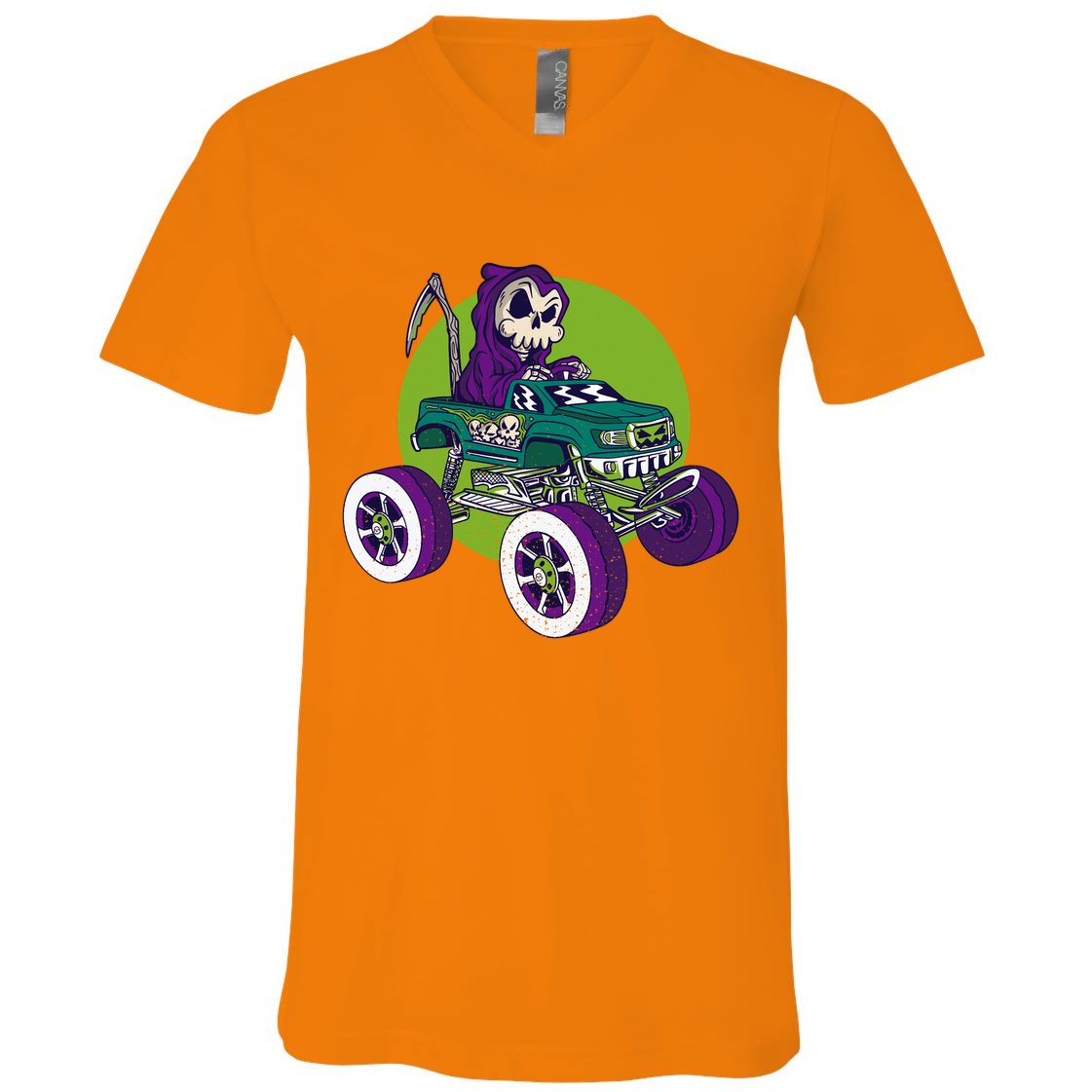 Grim Reaper Monster Truck V-Neck T-Shirt