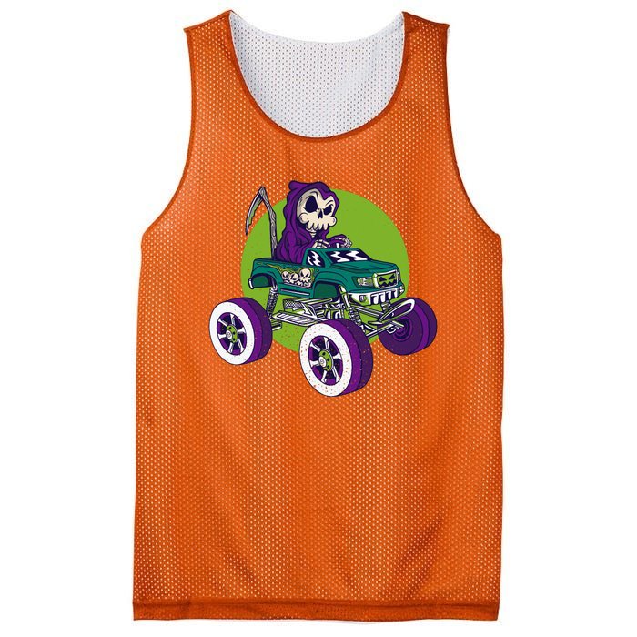 Grim Reaper Monster Truck Mesh Reversible Basketball Jersey Tank