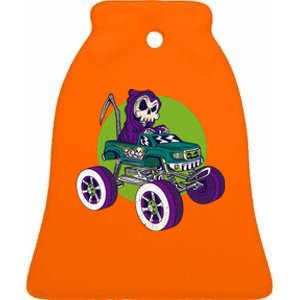 Grim Reaper Monster Truck Ceramic Bell Ornament