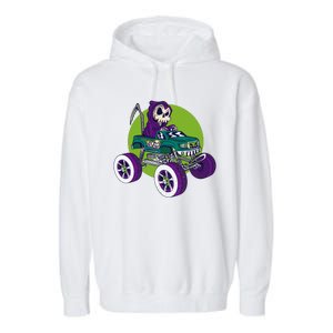 Grim Reaper Monster Truck Garment-Dyed Fleece Hoodie