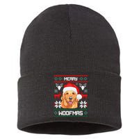 Golden Retriever Merry Woofmas Dog Christmas Sustainable Knit Beanie