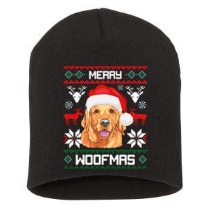 Golden Retriever Merry Woofmas Dog Christmas Short Acrylic Beanie