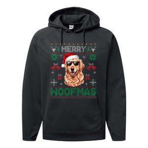 Golden Retrievers Merry Christmas Woofmas Dog Lover Mom Dad Performance Fleece Hoodie