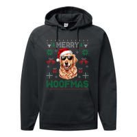 Golden Retrievers Merry Christmas Woofmas Dog Lover Mom Dad Performance Fleece Hoodie