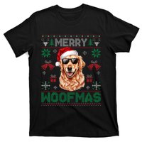 Golden Retrievers Merry Christmas Woofmas Dog Lover Mom Dad T-Shirt