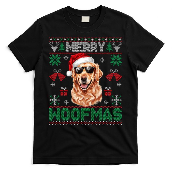 Golden Retrievers Merry Christmas Woofmas Dog Lover Mom Dad T-Shirt