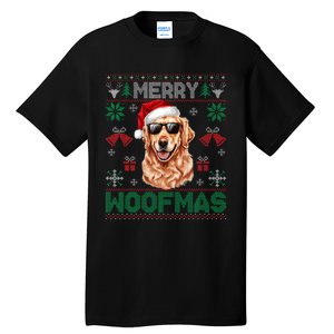 Golden Retrievers Merry Christmas Woofmas Dog Lover Mom Dad Tall T-Shirt