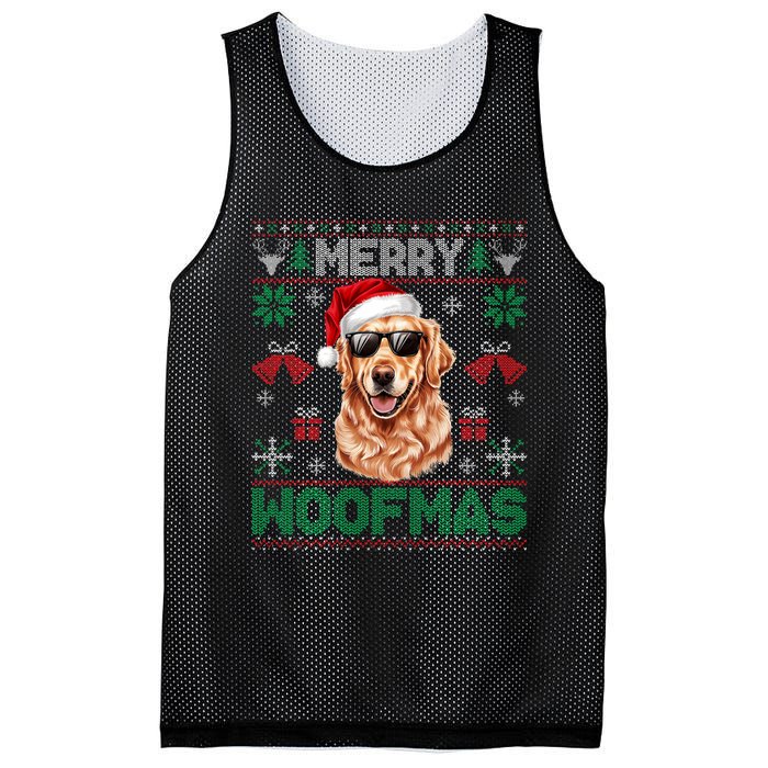 Golden Retrievers Merry Christmas Woofmas Dog Lover Mom Dad Mesh Reversible Basketball Jersey Tank