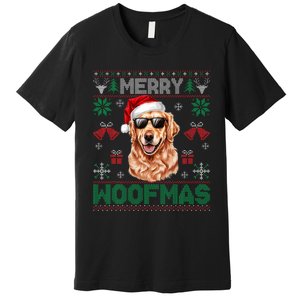 Golden Retrievers Merry Christmas Woofmas Dog Lover Mom Dad Premium T-Shirt