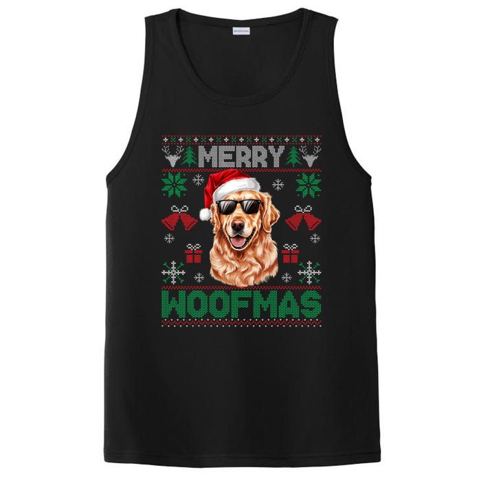 Golden Retrievers Merry Christmas Woofmas Dog Lover Mom Dad PosiCharge Competitor Tank