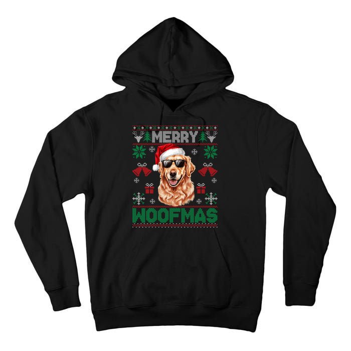 Golden Retrievers Merry Christmas Woofmas Dog Lover Mom Dad Tall Hoodie