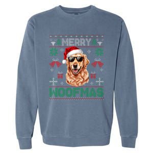 Golden Retrievers Merry Christmas Woofmas Dog Lover Mom Dad Garment-Dyed Sweatshirt