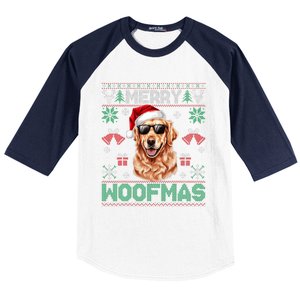 Golden Retrievers Merry Christmas Woofmas Dog Lover Mom Dad Baseball Sleeve Shirt