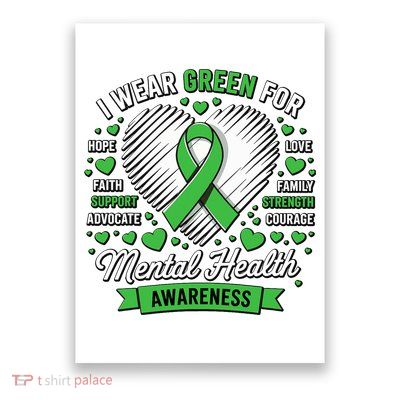 Green Ribbon Mental Health Awareness Month Support Poster