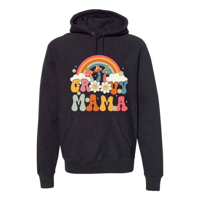 Groovy Rainbow Mama Birthday Party Decorations Family Premium Hoodie