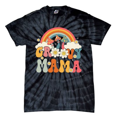 Groovy Rainbow Mama Birthday Party Decorations Family Tie-Dye T-Shirt