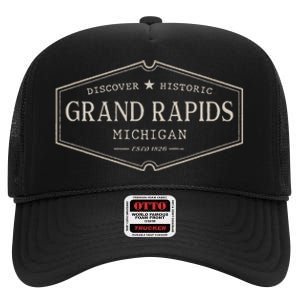 Grand Rapids Michigan Grand Rapids Mi Historic High Crown Mesh Back Trucker Hat