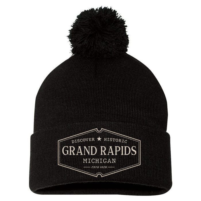 Grand Rapids Michigan Grand Rapids Mi Historic Pom Pom 12in Knit Beanie