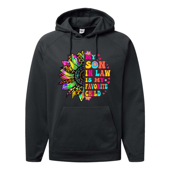 Groovy Retro My Son In Law Is My Favorite Child Mother's Day Performance Fleece Hoodie