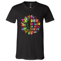 Groovy Retro My Son In Law Is My Favorite Child Mother's Day V-Neck T-Shirt