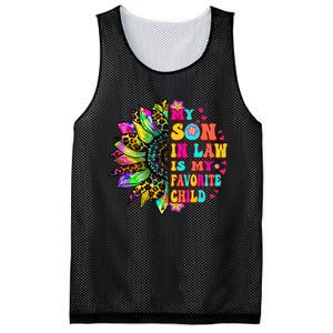 Groovy Retro My Son In Law Is My Favorite Child Mother's Day Mesh Reversible Basketball Jersey Tank