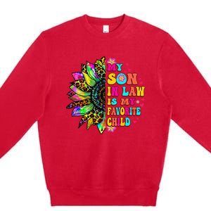 Groovy Retro My Son In Law Is My Favorite Child Mother's Day Premium Crewneck Sweatshirt