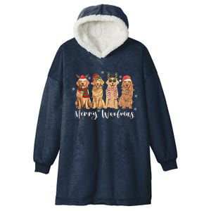 Golden Retriever Merry Woofmas Gift Dog Christmas Gift Hooded Wearable Blanket