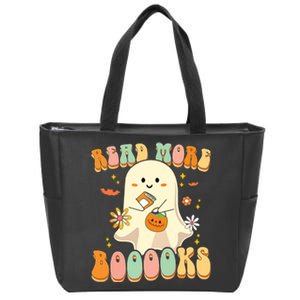 Groovy Read More Books Cute Ghost Boo Funny Halloween Kids Zip Tote Bag