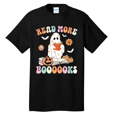 Groovy Read More Books Cute Ghost Boo Funny Halloween Spooky Tall T-Shirt