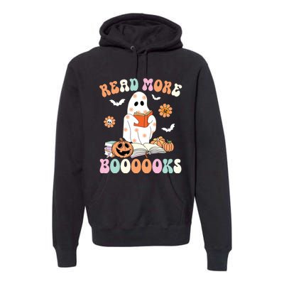 Groovy Read More Books Cute Ghost Boo Funny Halloween Spooky Premium Hoodie