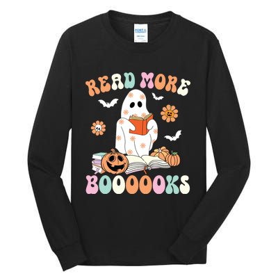 Groovy Read More Books Cute Ghost Boo Funny Halloween Spooky Tall Long Sleeve T-Shirt