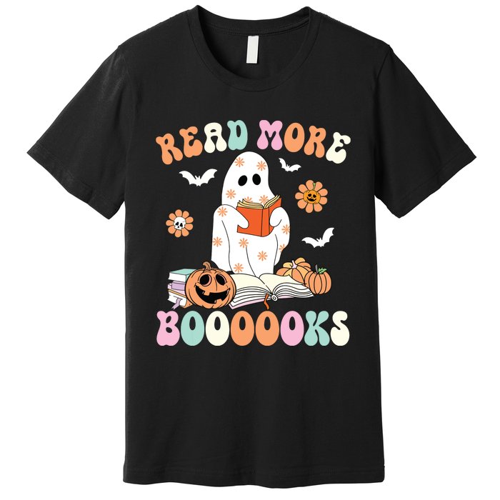 Groovy Read More Books Cute Ghost Boo Funny Halloween Spooky Premium T-Shirt