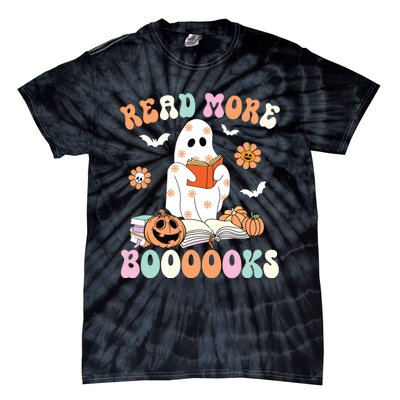 Groovy Read More Books Cute Ghost Boo Funny Halloween Spooky Tie-Dye T-Shirt