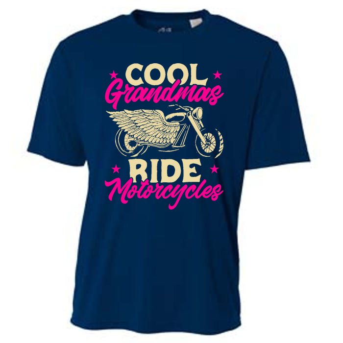 Grandmas Ride Motorcycles Funny Biker Granny Cooling Performance Crew T-Shirt