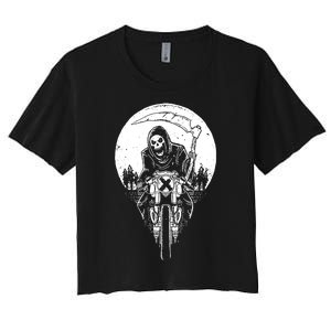 Grim Reaper Motorbike Women's Crop Top Tee