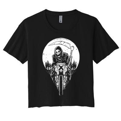 Grim Reaper Motorbike Women's Crop Top Tee