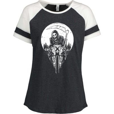 Grim Reaper Motorbike Enza Ladies Jersey Colorblock Tee