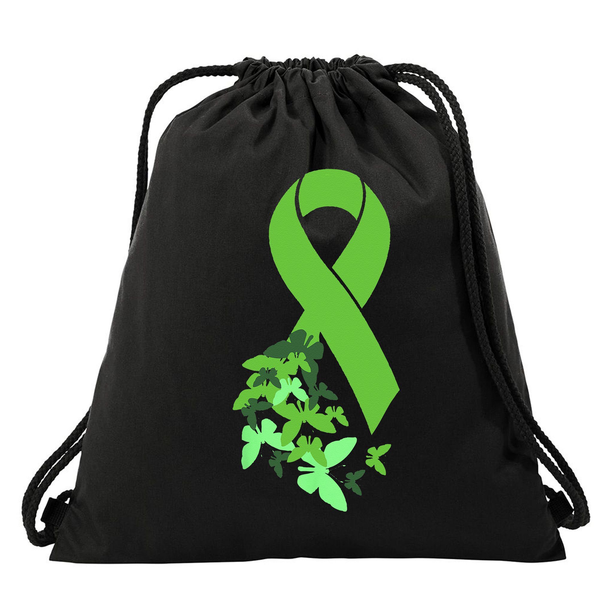 Green Ribbon Mental Health Awareness Matters Drawstring Bag