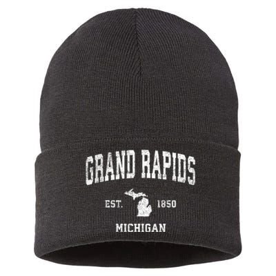 Grand Rapids Michigan Mi Vintage Sports Sustainable Knit Beanie