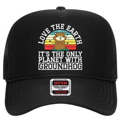 Groundhog Rodent Marmots High Crown Mesh Back Trucker Hat