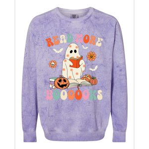 Groovy Read More Books Cute Ghost Boo Funny Halloween Spooky Colorblast Crewneck Sweatshirt